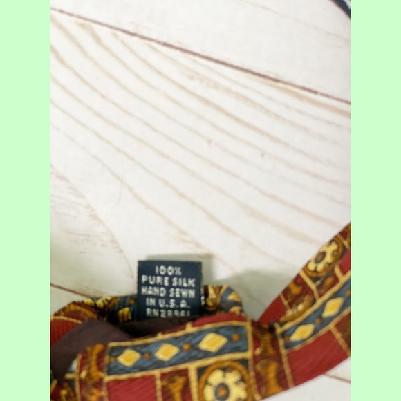 Burberry Vintage Silk Red Yellow Tie - Picture 4 of 5